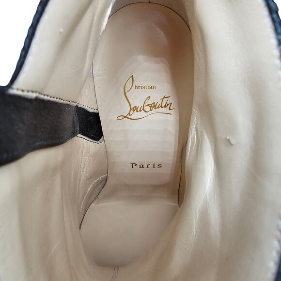 Christian Louboutin Moulamax Ankle Boot Black Gold Lurex Leopard Size 38 US 8 - Picture 12 of 13